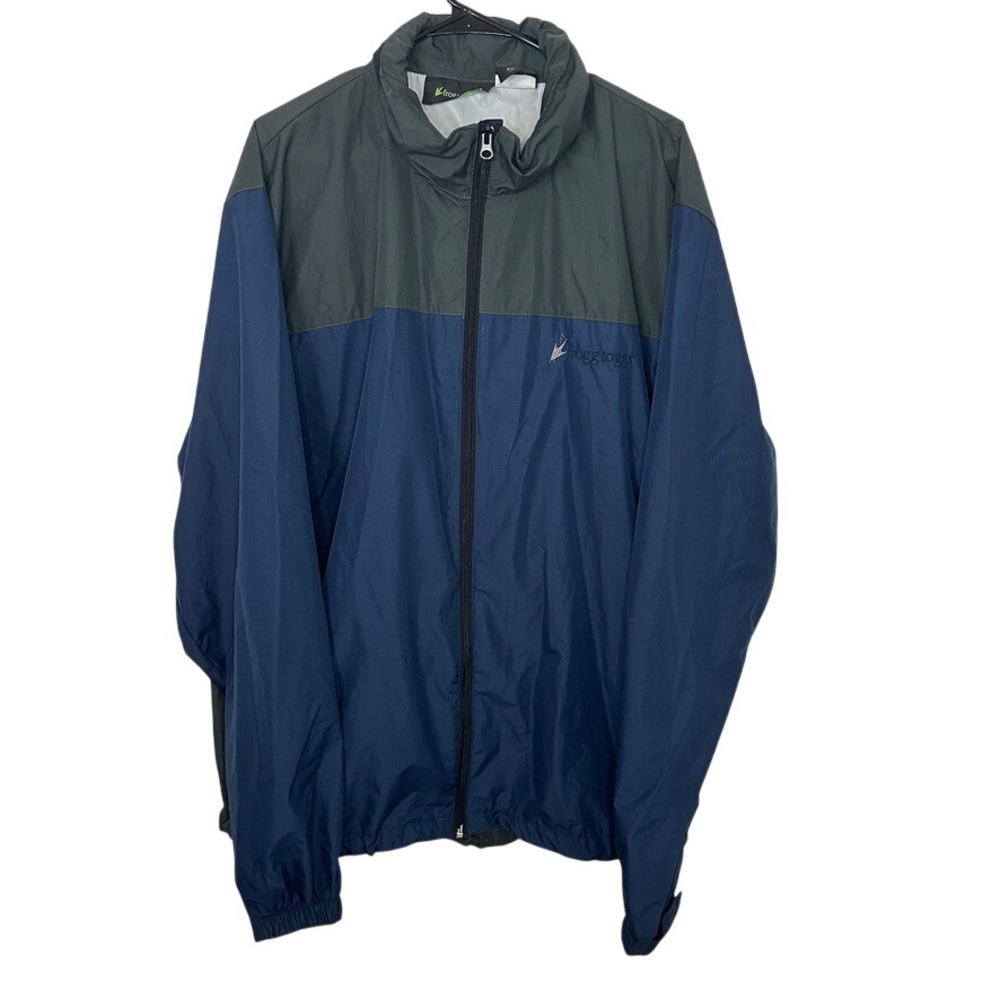 Frogg Toggs Rain Jacket Mens XL XXL Blue Gray Hooded Full Zip Rain Jacket